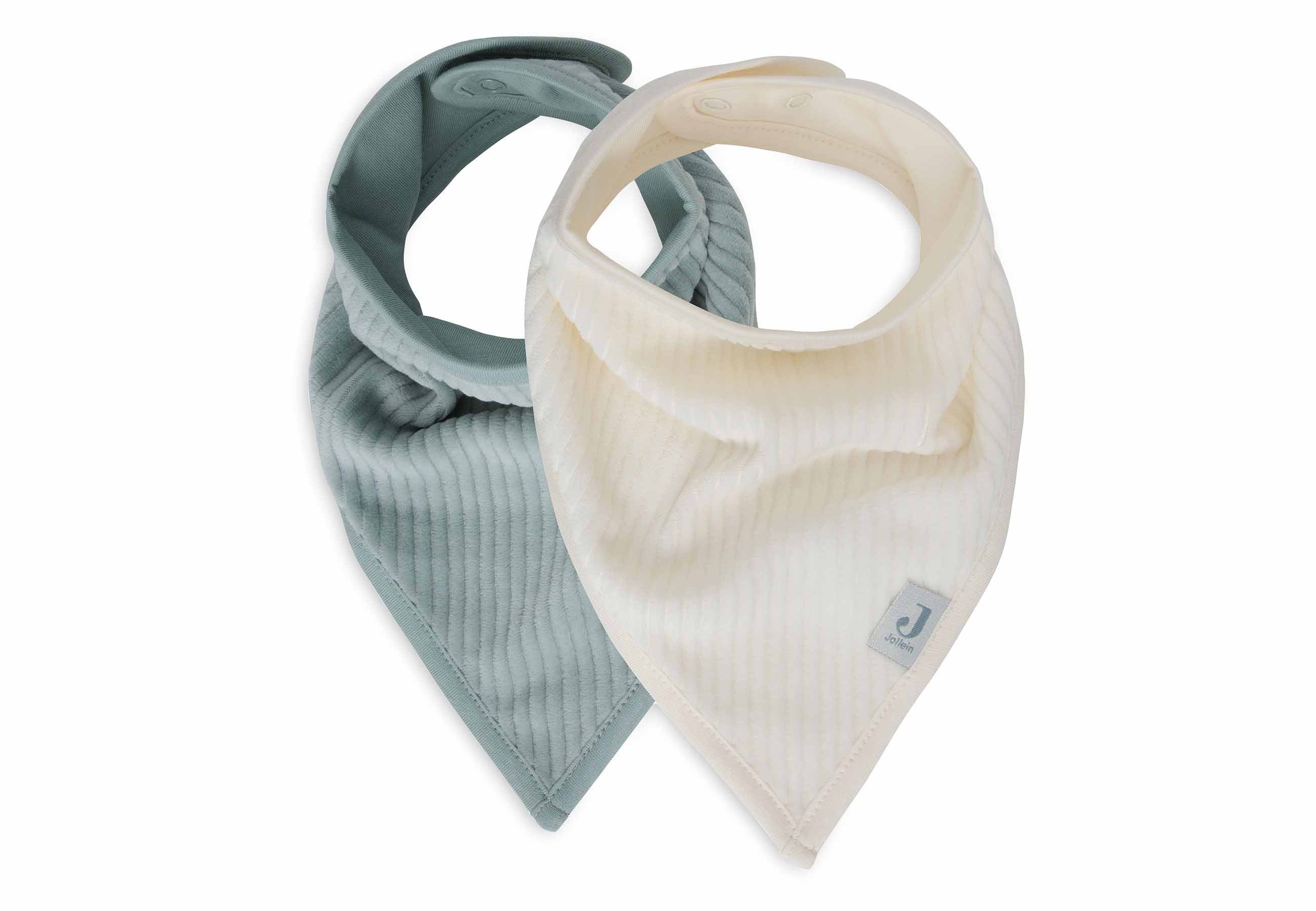 Jollein Lätzchen Bandana Velvet Rib - Sea Green/Ivory - 2 Stück