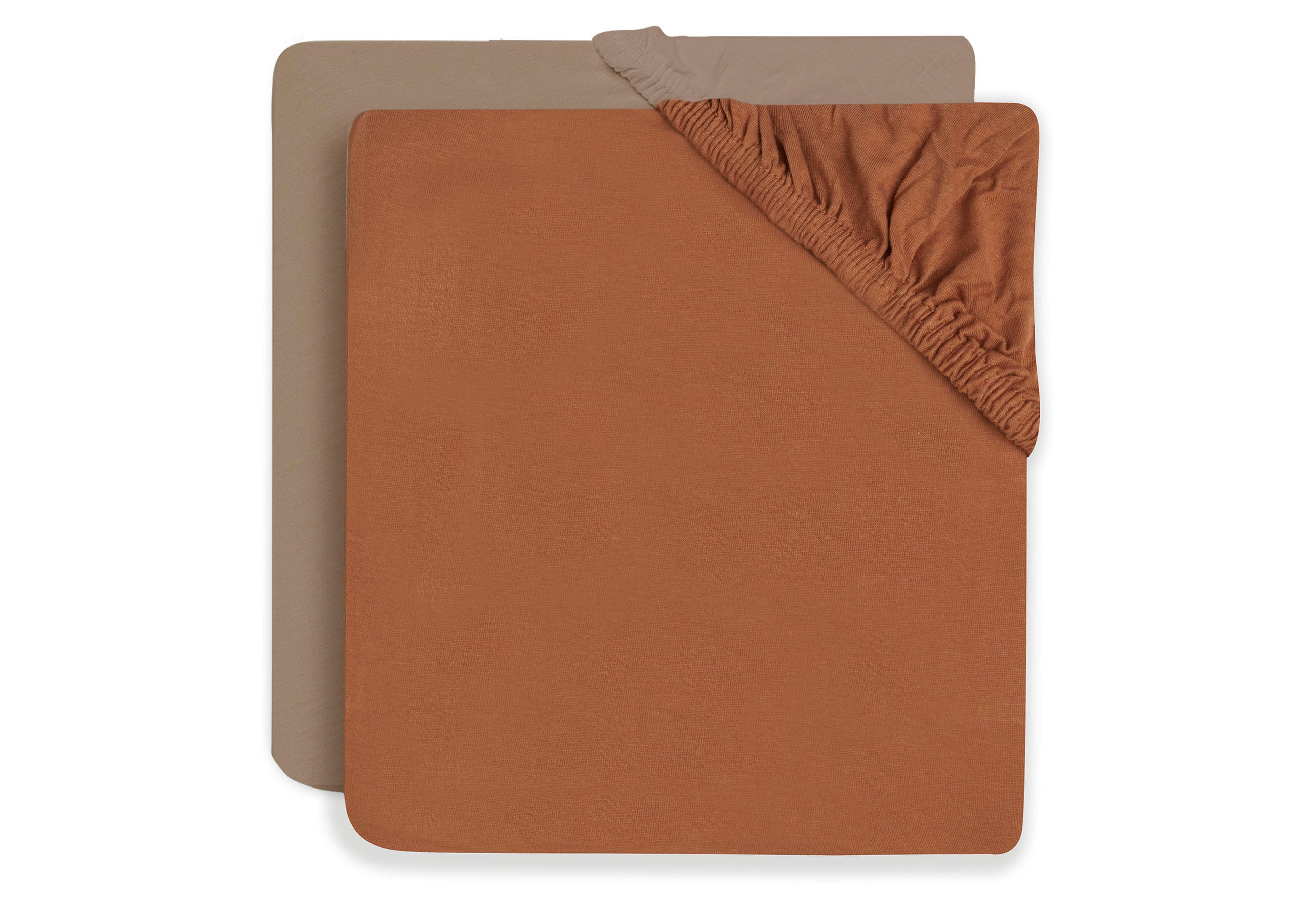 Jollein Spannbettlaken Jersey 60x120cm Caramel/Biscuit (2pack)