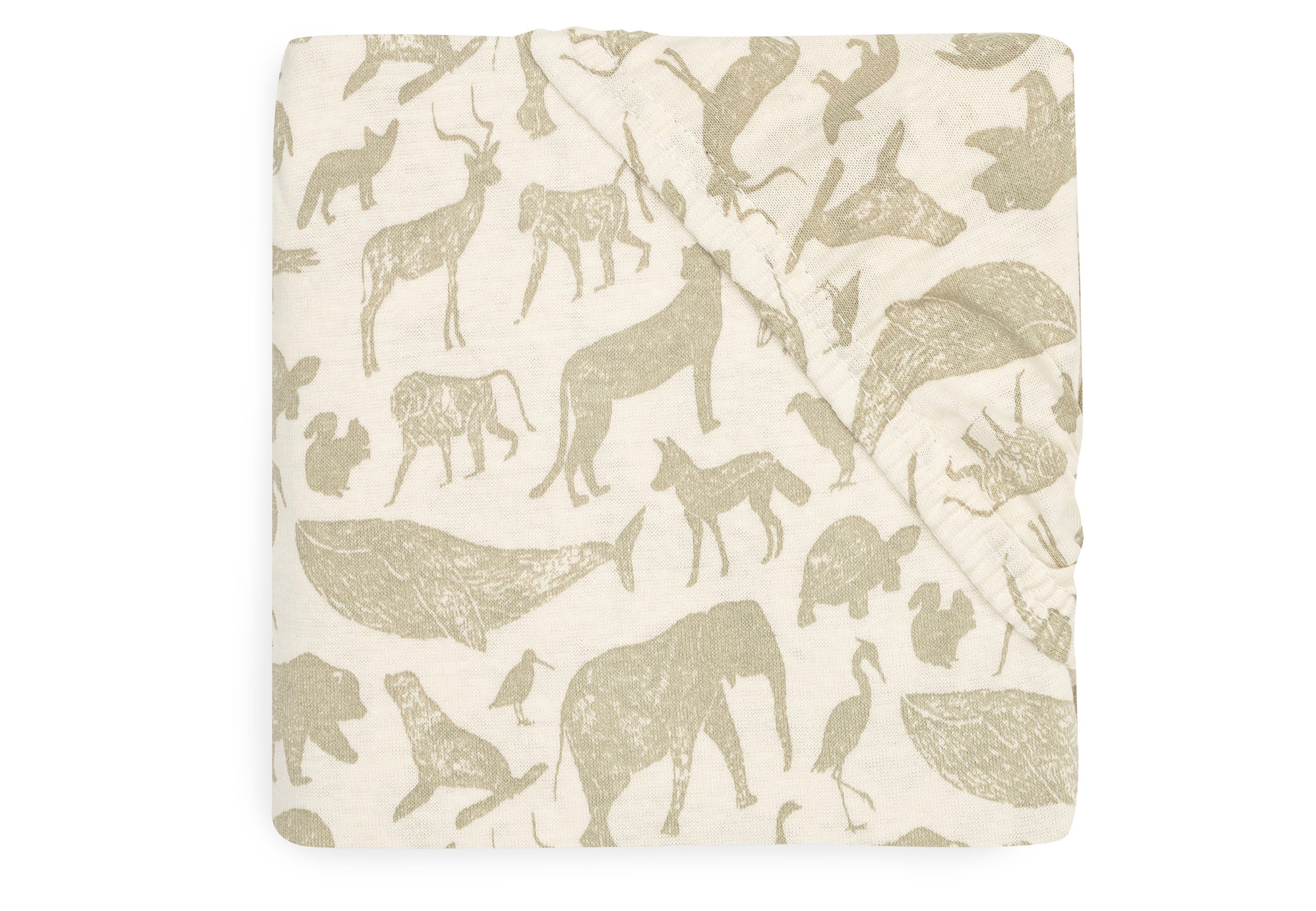 Jollein Spannbettlaken Jersey 40/50x80/90cm Animals Olive Green